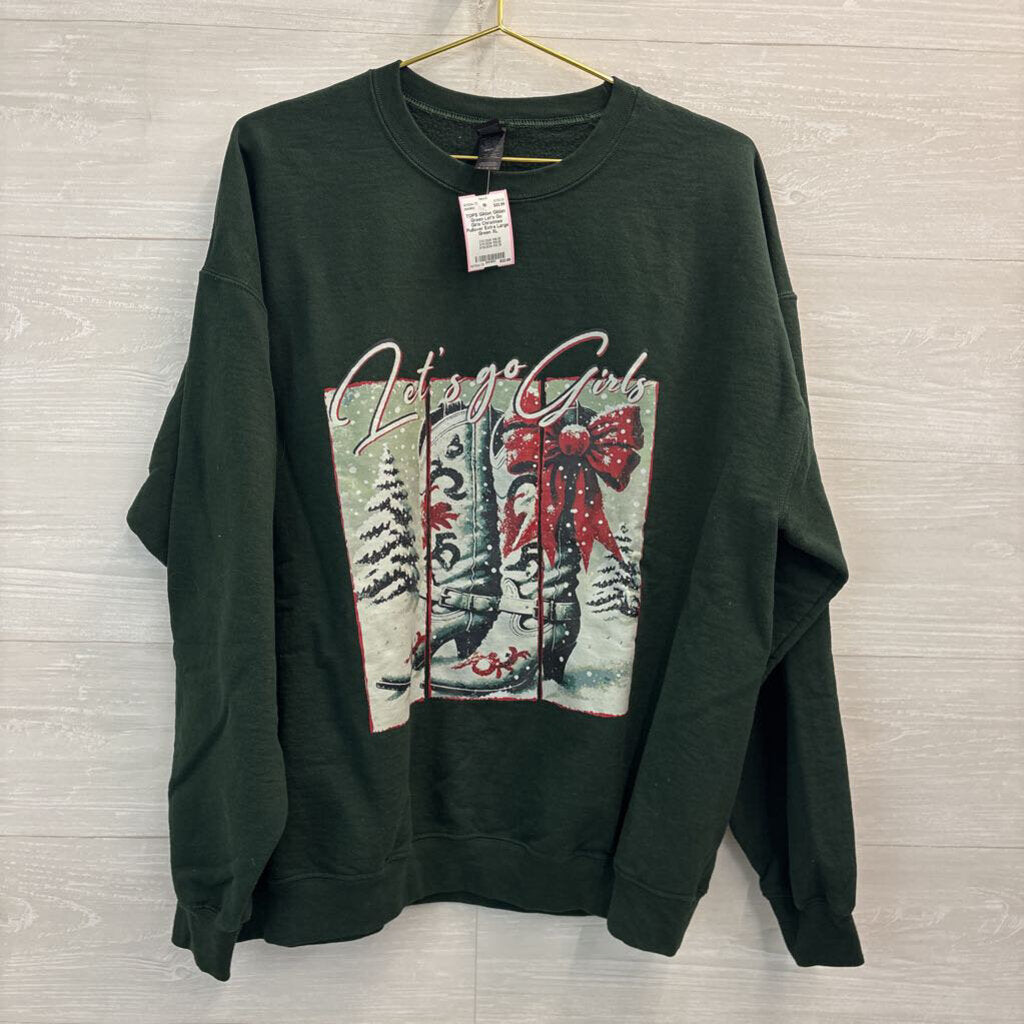 Gildan Green Let's Go Girls Christmas Pullover Extra Large