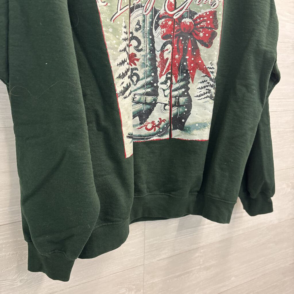 Gildan Green Let's Go Girls Christmas Pullover Extra Large