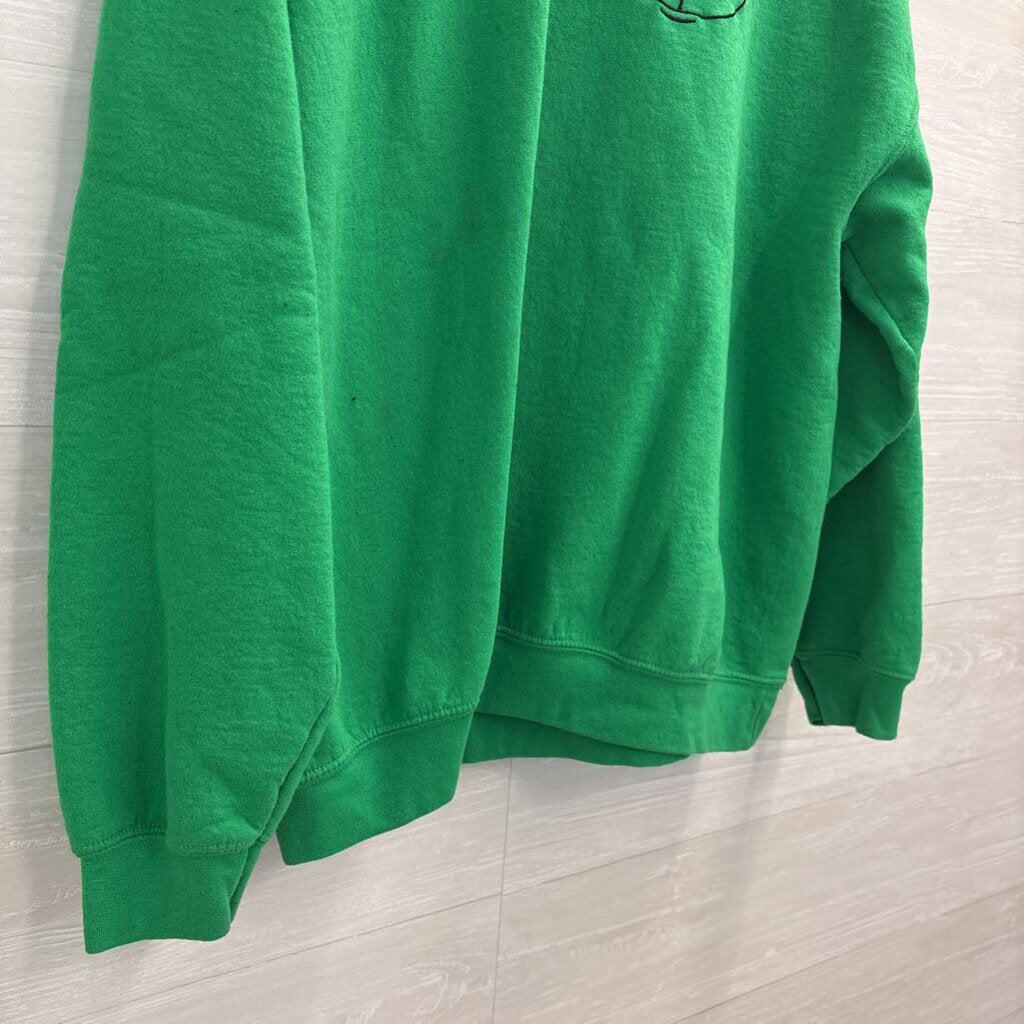 Gildan Green Embroidered Grinch Christmas Pullover Extra Large