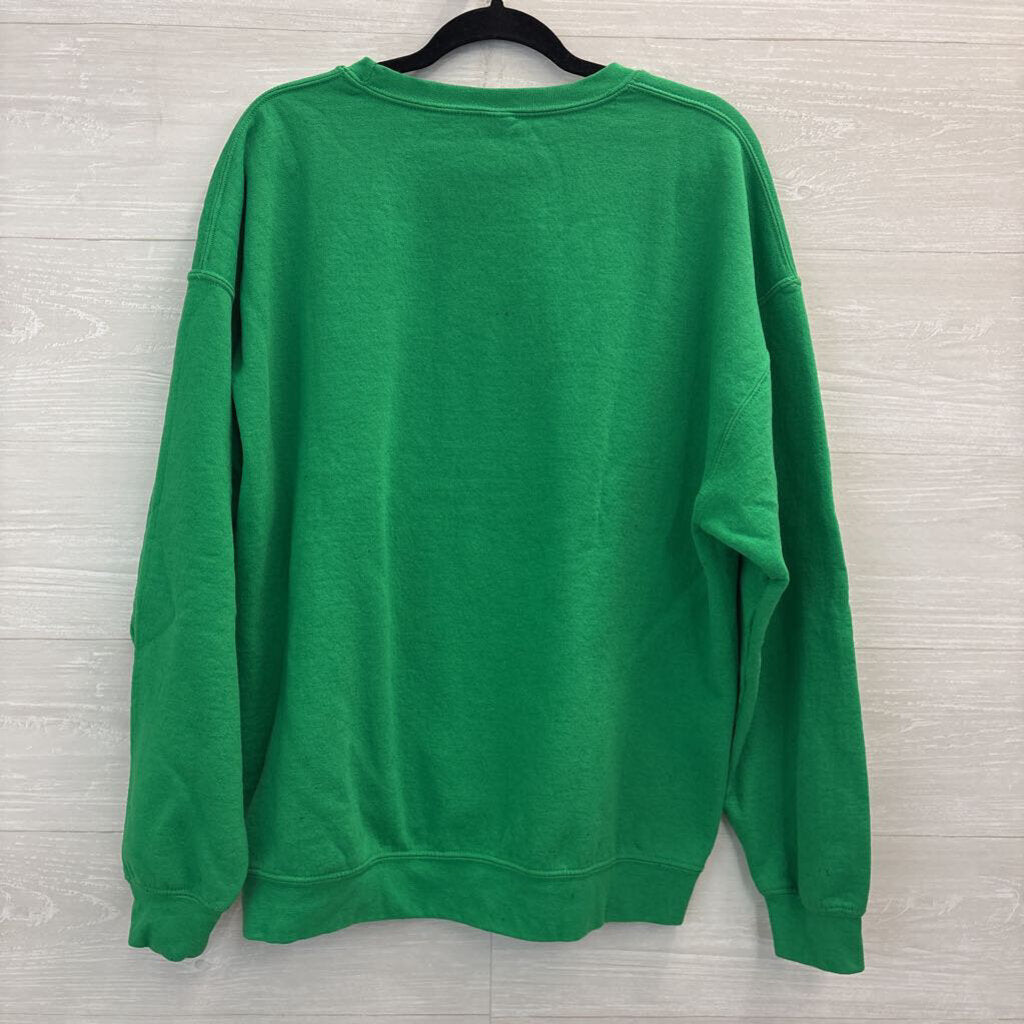 Gildan Green Embroidered Grinch Christmas Pullover Extra Large