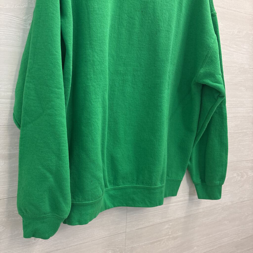 Gildan Green Embroidered Grinch Christmas Pullover Extra Large