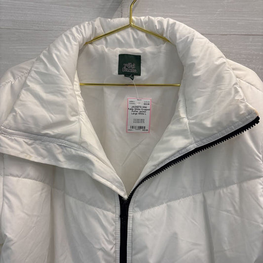 White Cropped Puffer Jacket Large