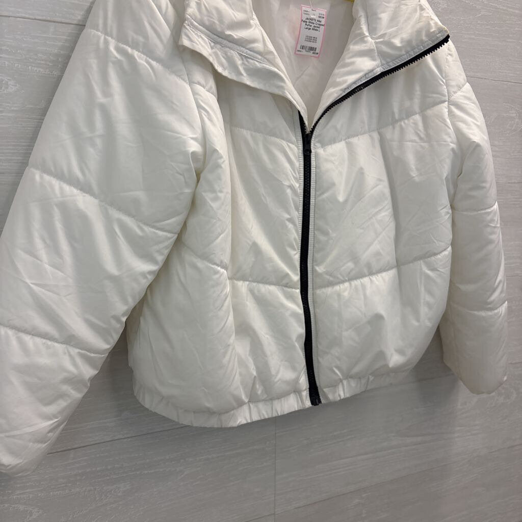 White Cropped Puffer Jacket Large