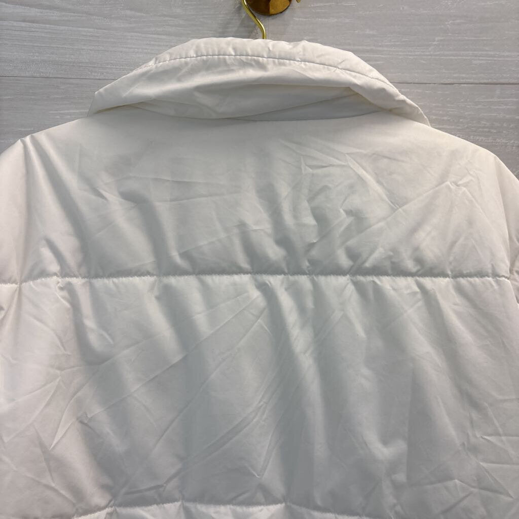 White Cropped Puffer Jacket Large