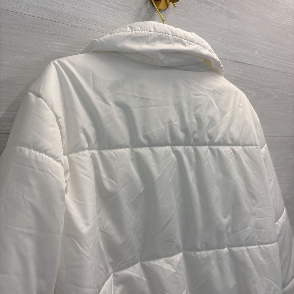 White Cropped Puffer Jacket Large