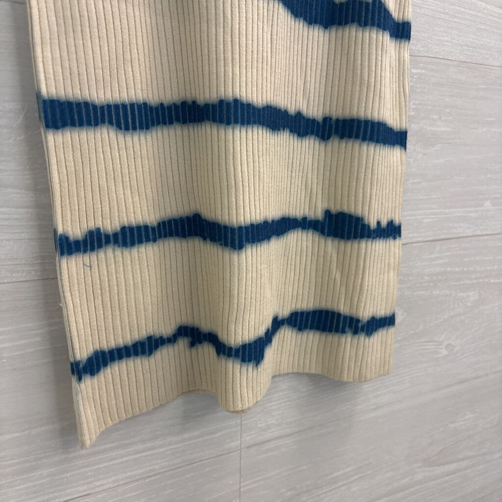 Storia Cream/ Blue Striped Ribbed Tank Top Medium
