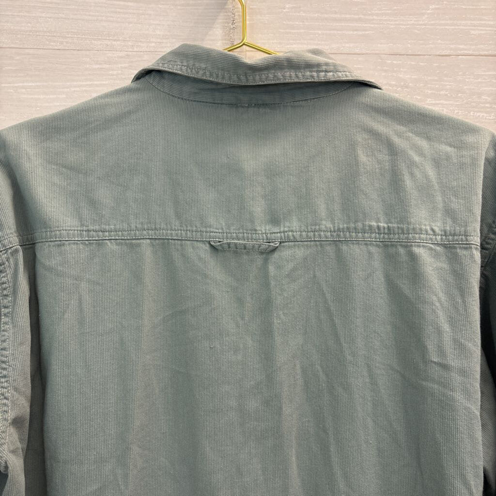 Vintage Paul Harris Blue Ribbed Long Sleeve Button Down Top Large