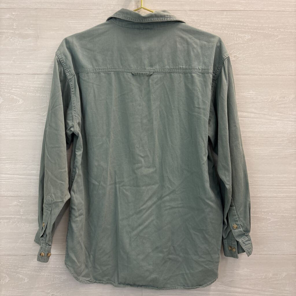 Vintage Paul Harris Blue Ribbed Long Sleeve Button Down Top Large