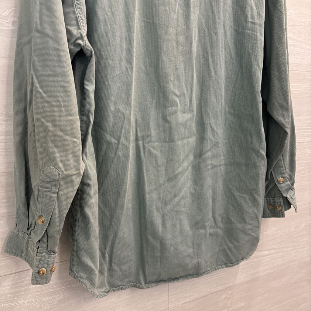 Vintage Paul Harris Blue Ribbed Long Sleeve Button Down Top Large