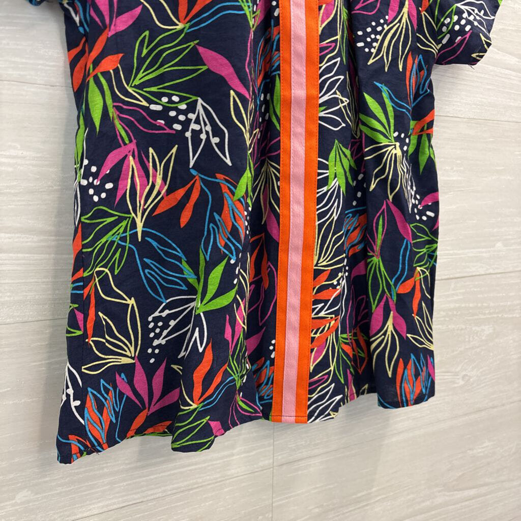 THML Black/ Multi Bright Print Short Sleeve Mock Neck Top Extra Small