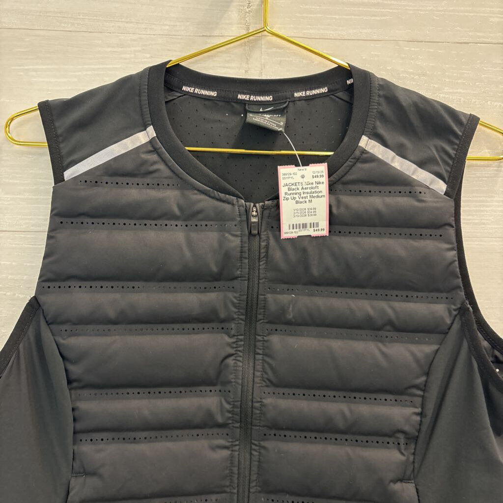 Nike Black Aeroloft Running Insulation Zip Up Vest Medium