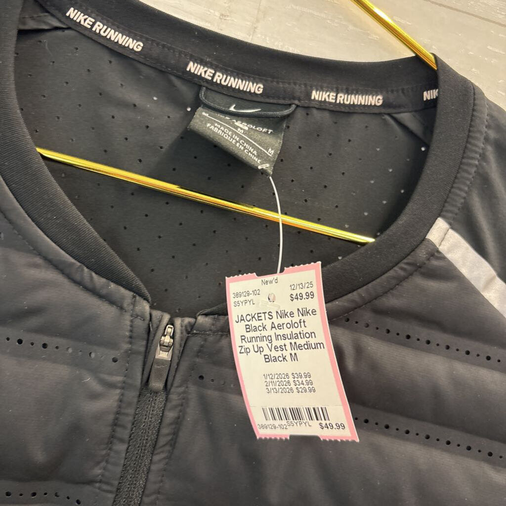 Nike Black Aeroloft Running Insulation Zip Up Vest Medium