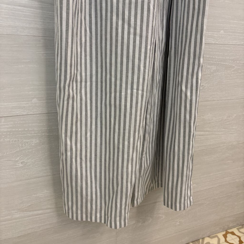 Cider White/ Grey Striped Sleeveless Wrap Jumpsuit Large