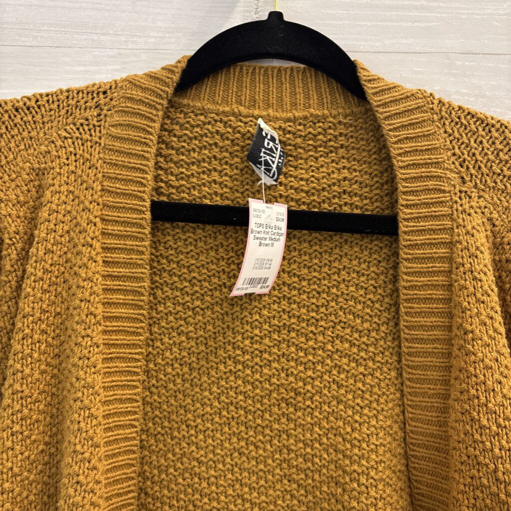 Erika Brown Knit Cardigan Sweater Medium