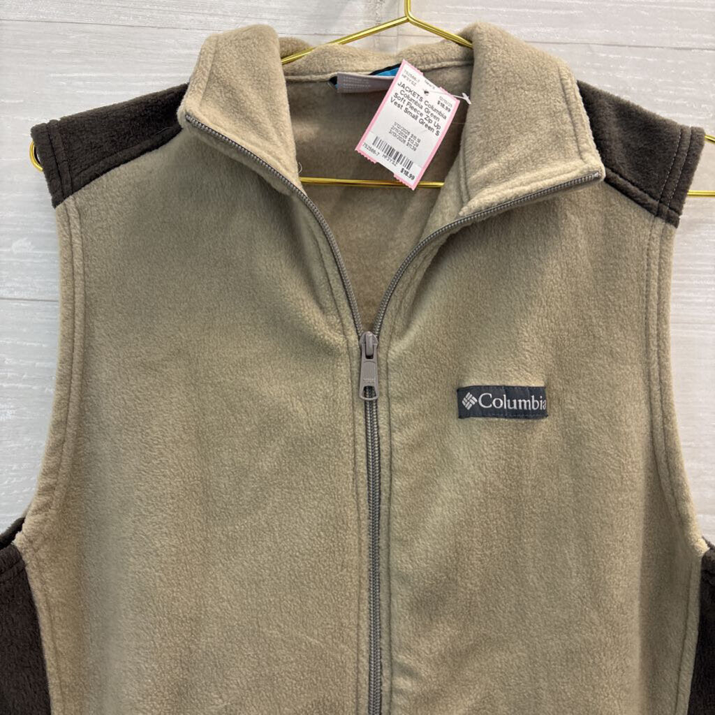 Columbia Green Soft Fleece Zip Up Vest Small