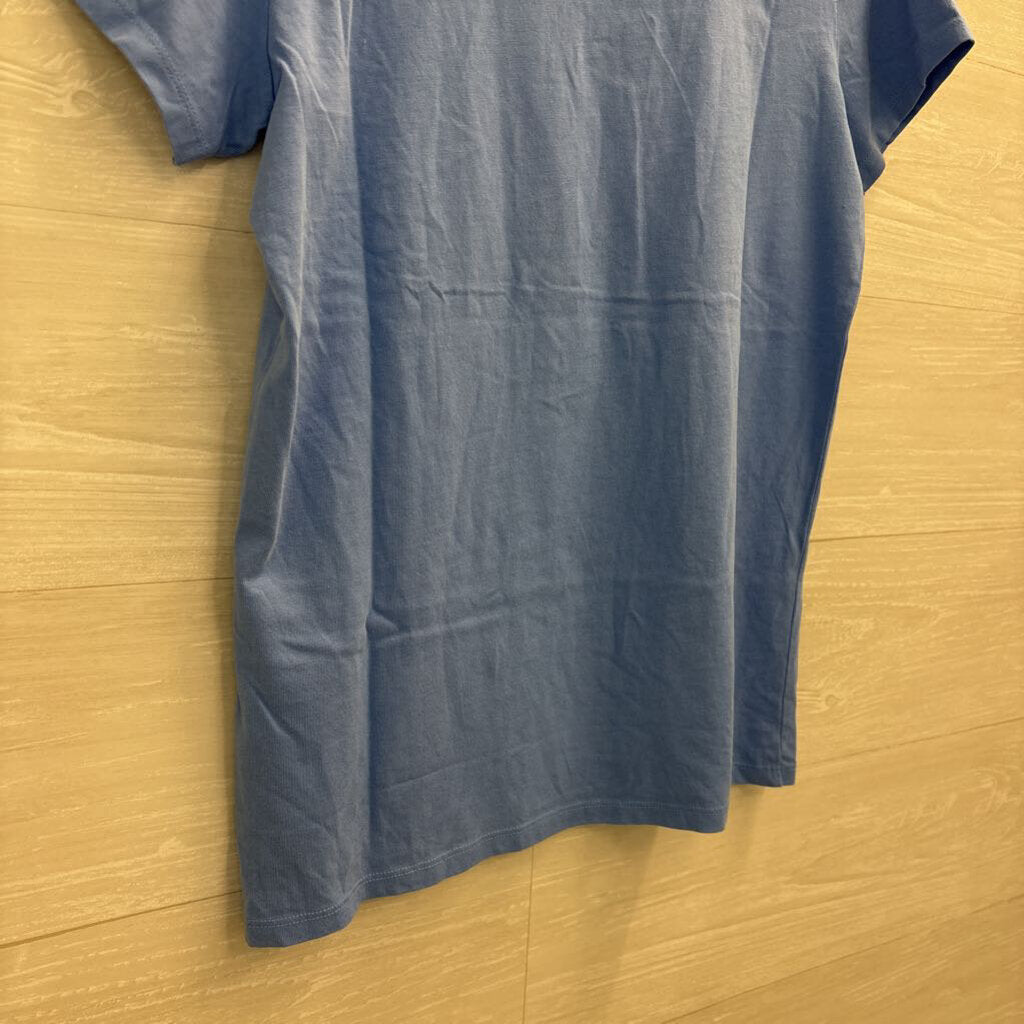 Life Is Good Blue Flower Short Sleeve Graphic Tee Medium