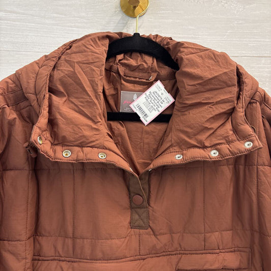 FP Movement Brown Pippa Packable Puffer Quarter Snap Pullover Jacket Small