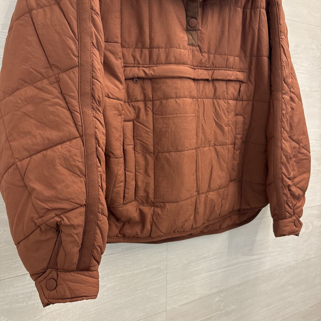FP Movement Brown Pippa Packable Puffer Quarter Snap Pullover Jacket Small