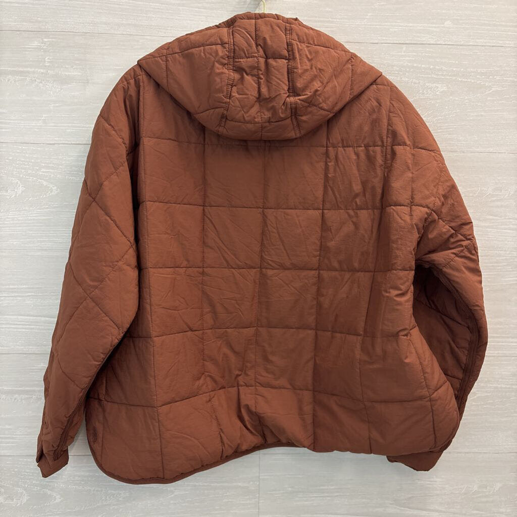 FP Movement Brown Pippa Packable Puffer Quarter Snap Pullover Jacket Small