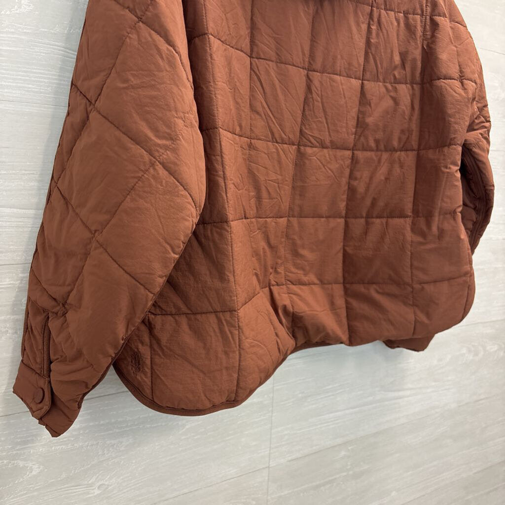 FP Movement Brown Pippa Packable Puffer Quarter Snap Pullover Jacket Small