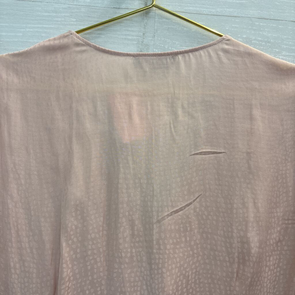 1 State Blush Pink Print Ruffle Detail Long Sleeve Top Medium