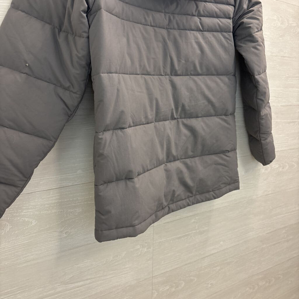 Columbia Grey Puffer Turbo Down Hooded Jacket Medium