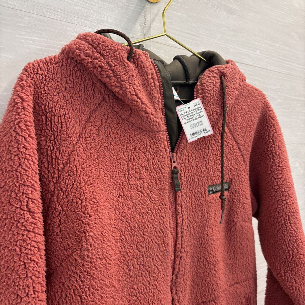 Columbia Brick Red CSC Sherpa Fleece Hooded Long Jacket Large