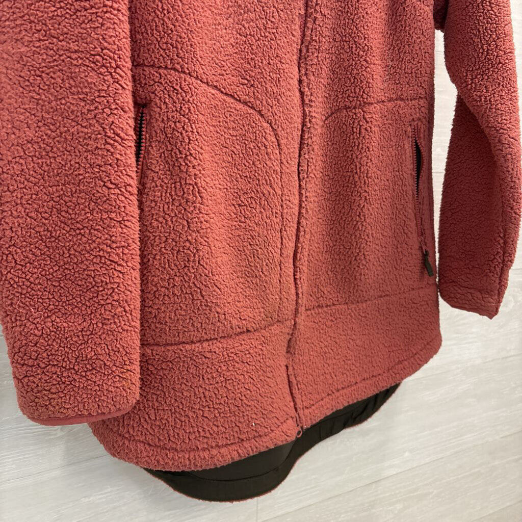 Columbia Brick Red CSC Sherpa Fleece Hooded Long Jacket Large