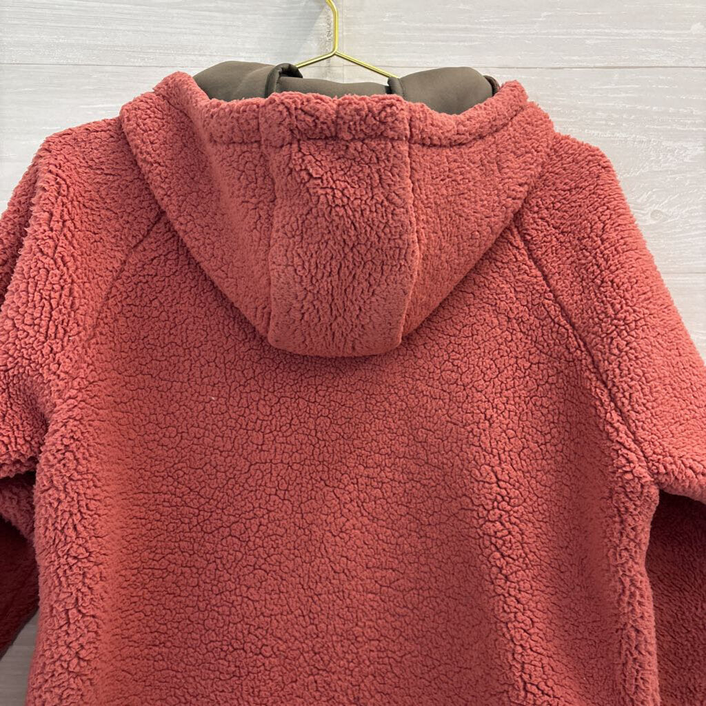 Columbia Brick Red CSC Sherpa Fleece Hooded Long Jacket Large