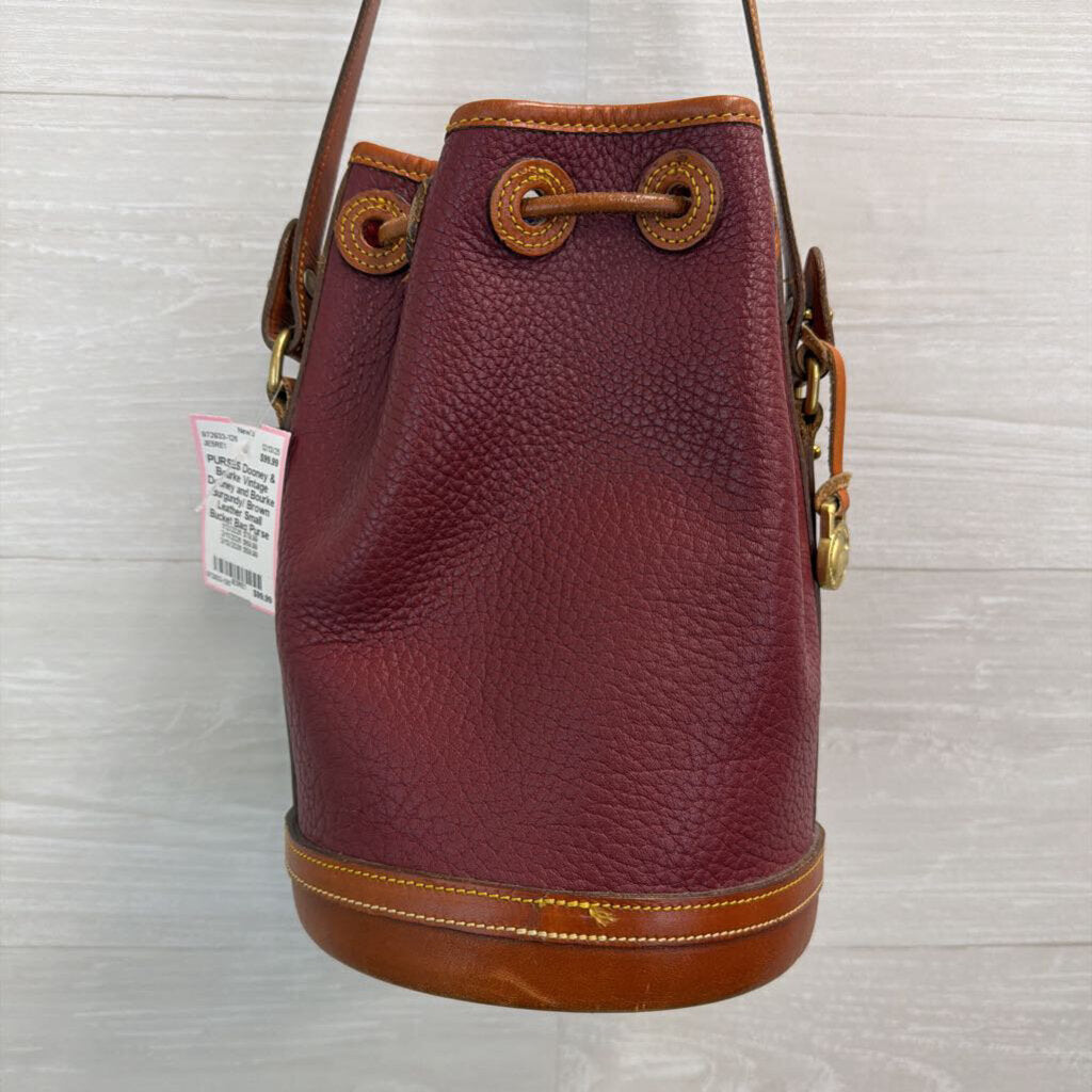 Vintage Dooney and Bourke Burgundy/ Brown Leather Small Bucket Bag Purse