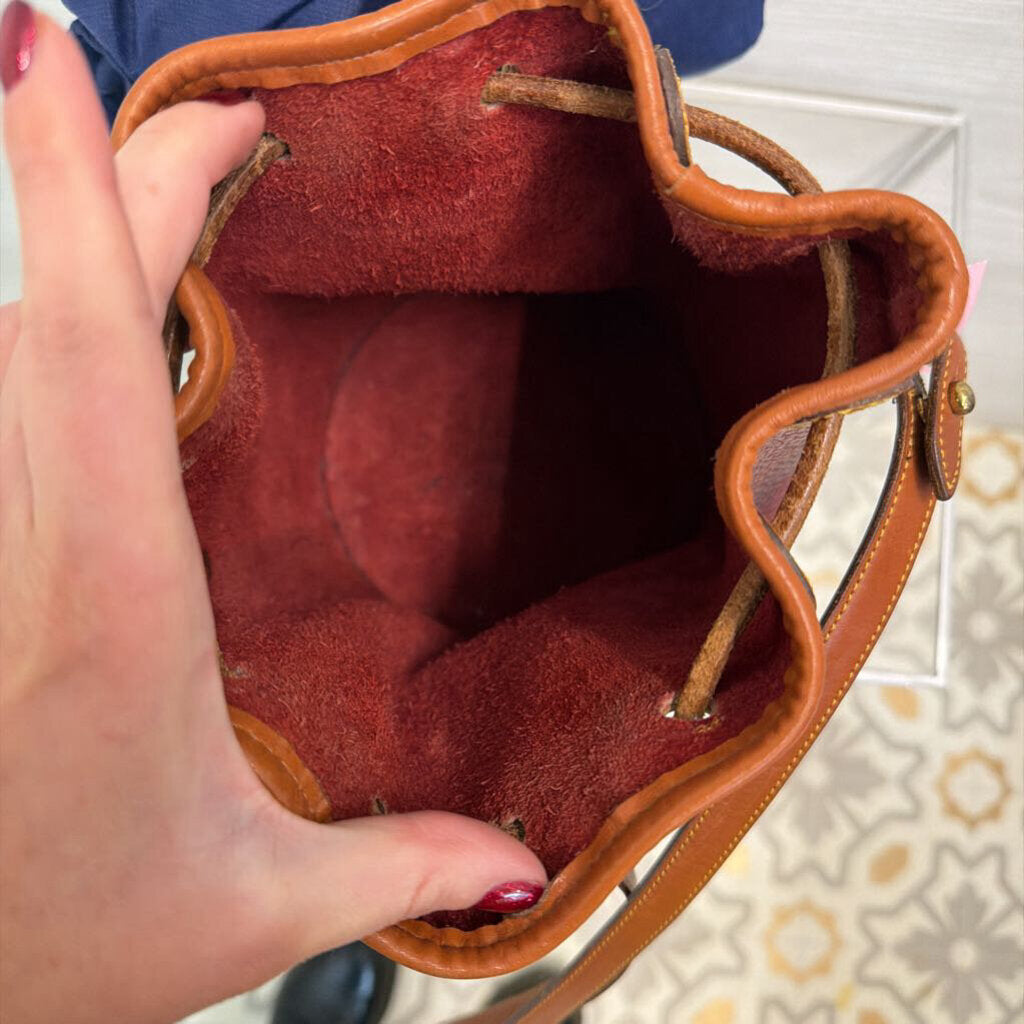 Vintage Dooney and Bourke Burgundy/ Brown Leather Small Bucket Bag Purse