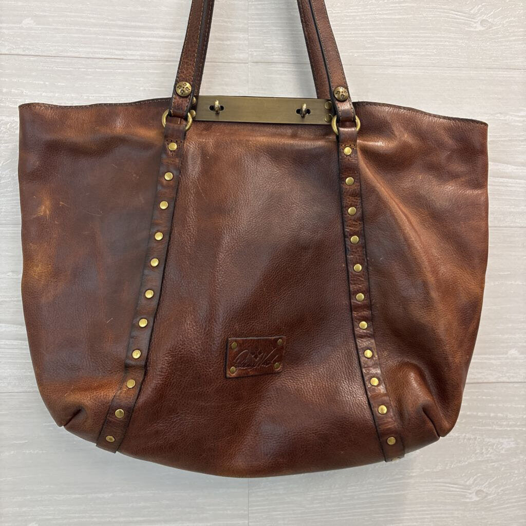 Patricia Nash Brown Distressed Leather Benvenuto Heritage Shoulder Purse