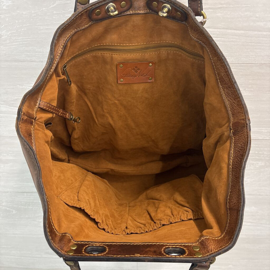 Patricia Nash Brown Distressed Leather Benvenuto Heritage Shoulder Purse