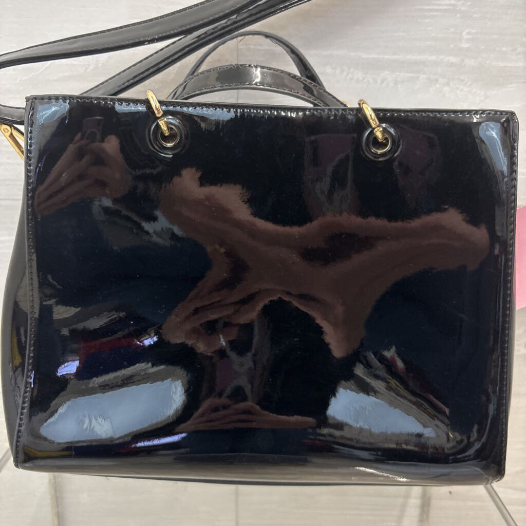 Black Patent Leather Boxy Purse