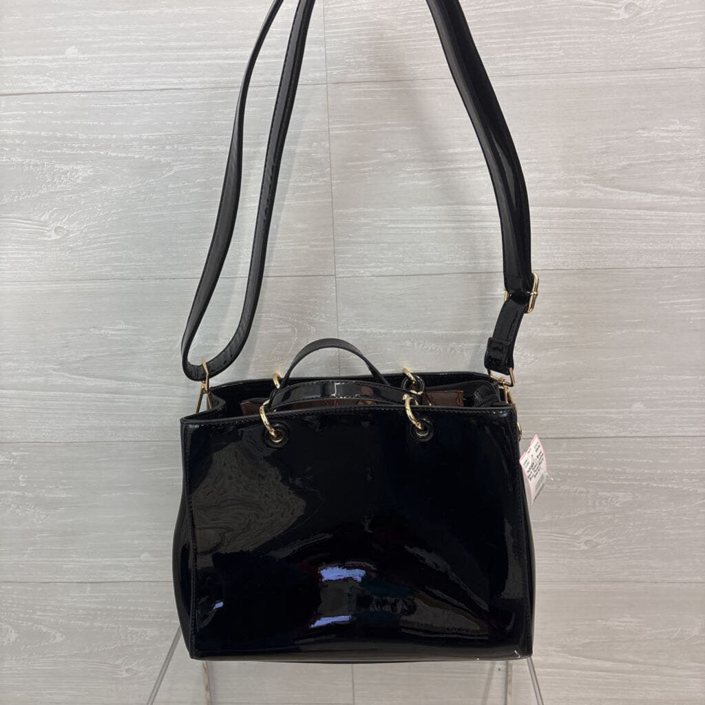 Black Patent Leather Boxy Purse
