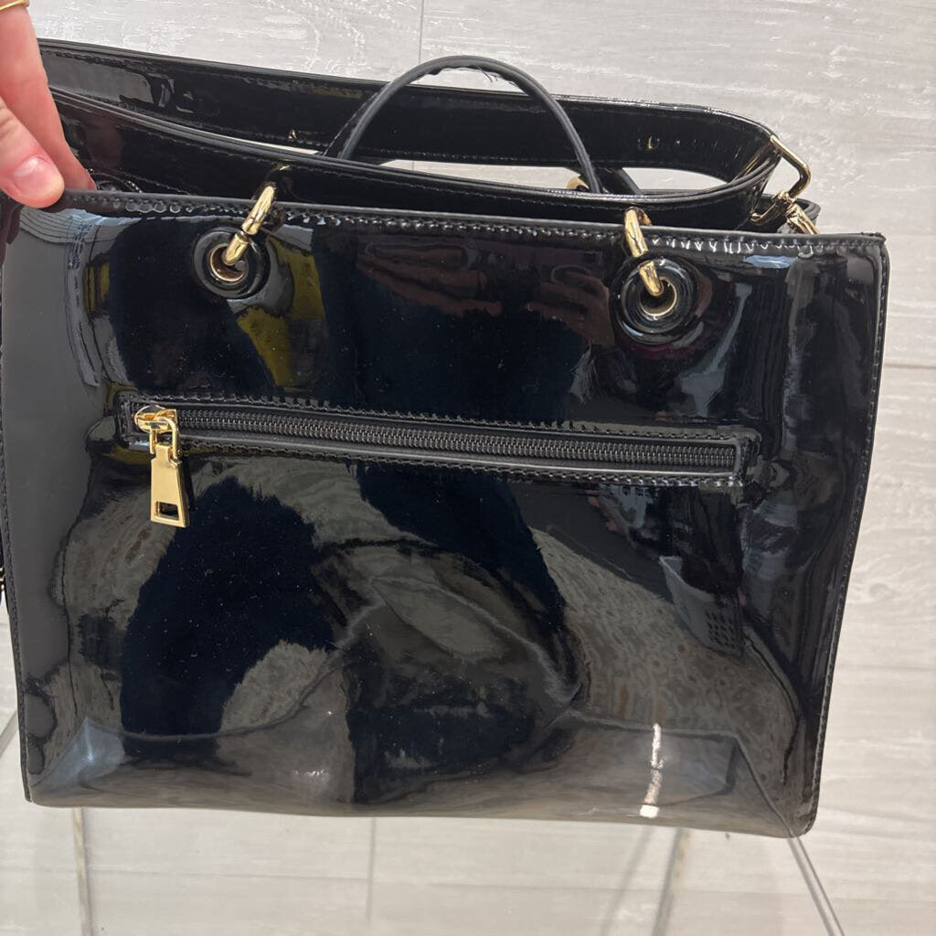 Black Patent Leather Boxy Purse