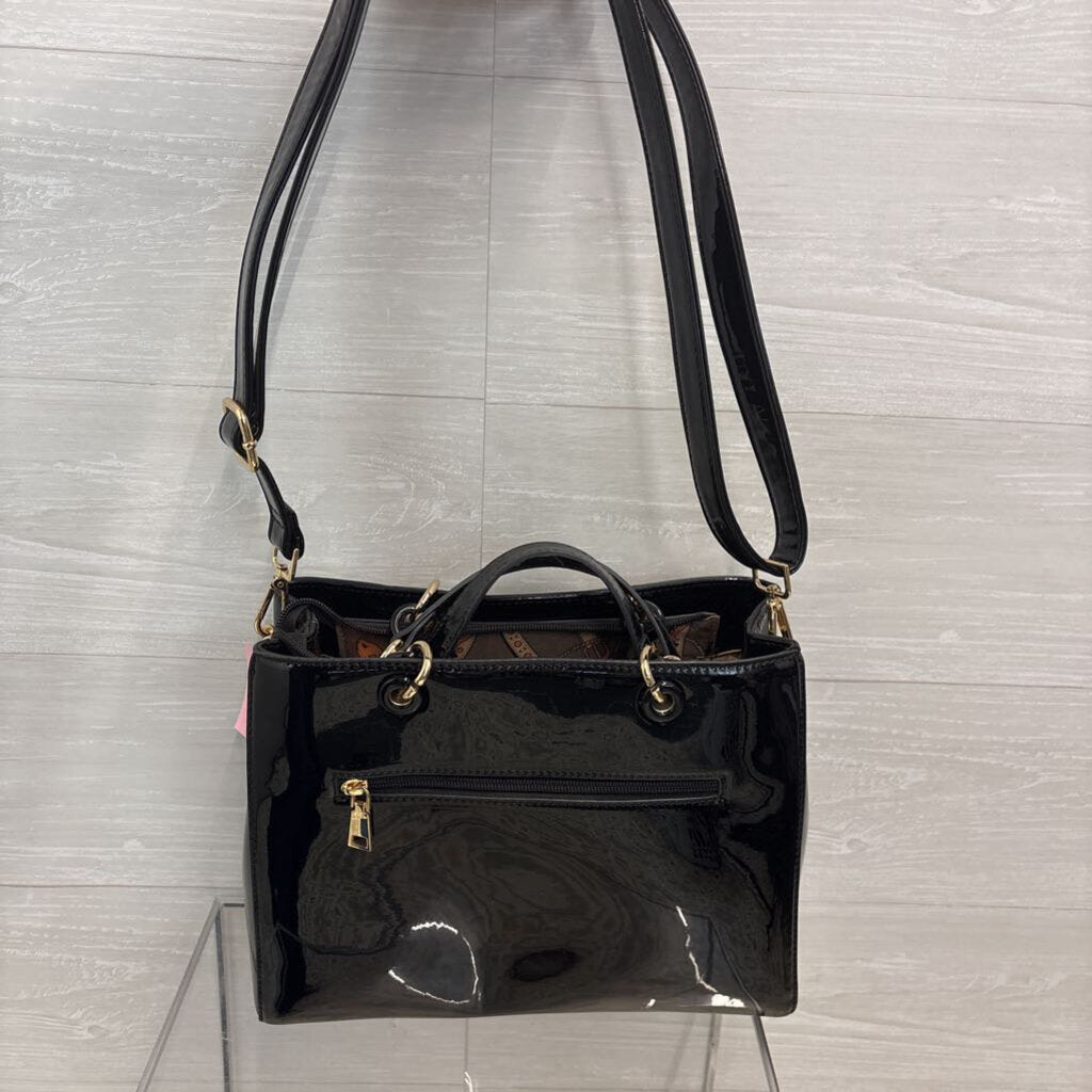 Black Patent Leather Boxy Purse