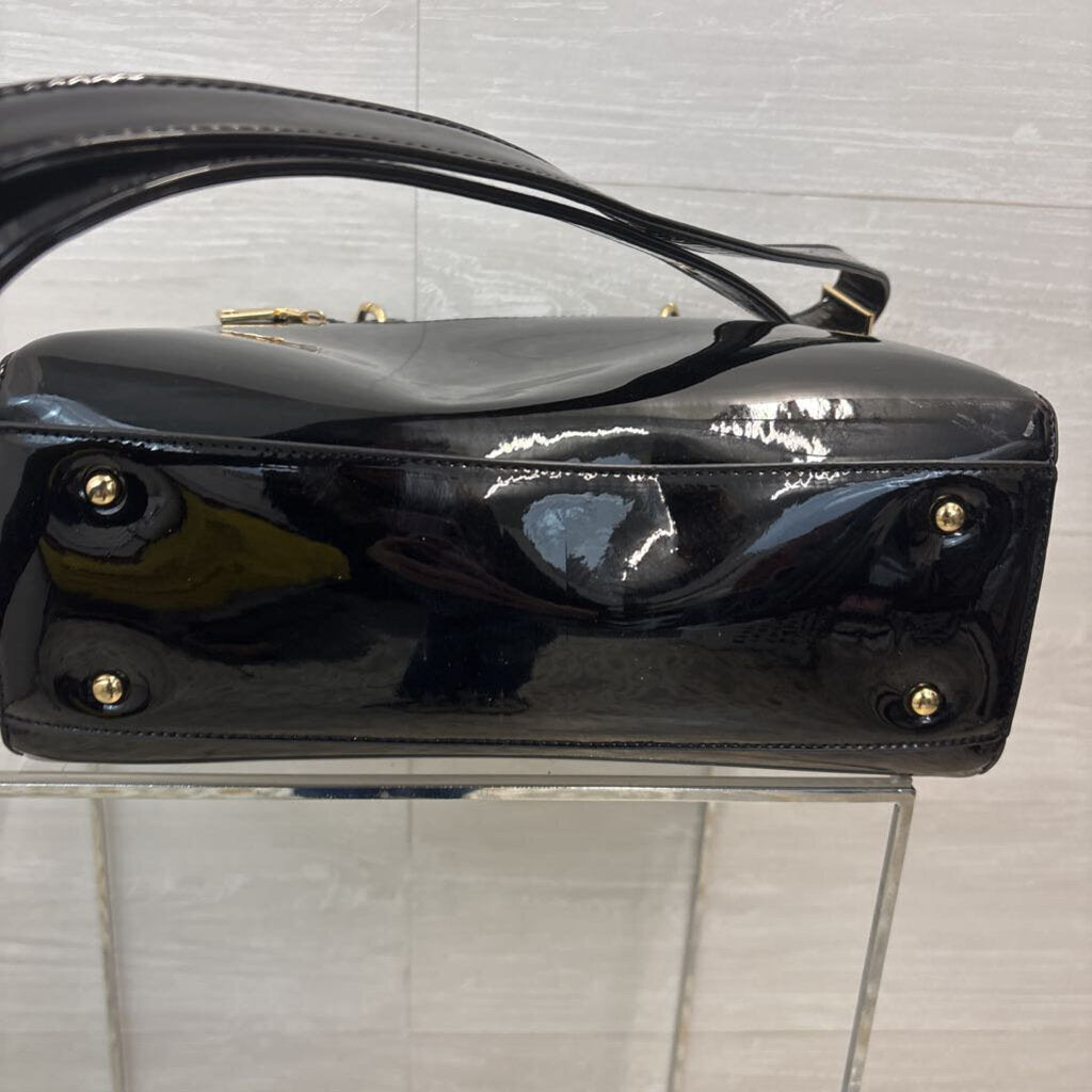 Black Patent Leather Boxy Purse
