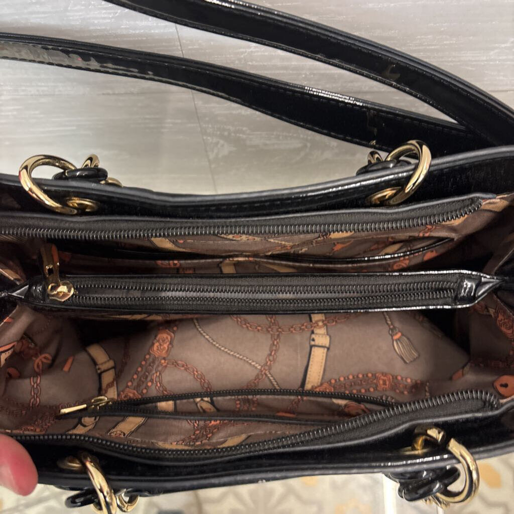 Black Patent Leather Boxy Purse