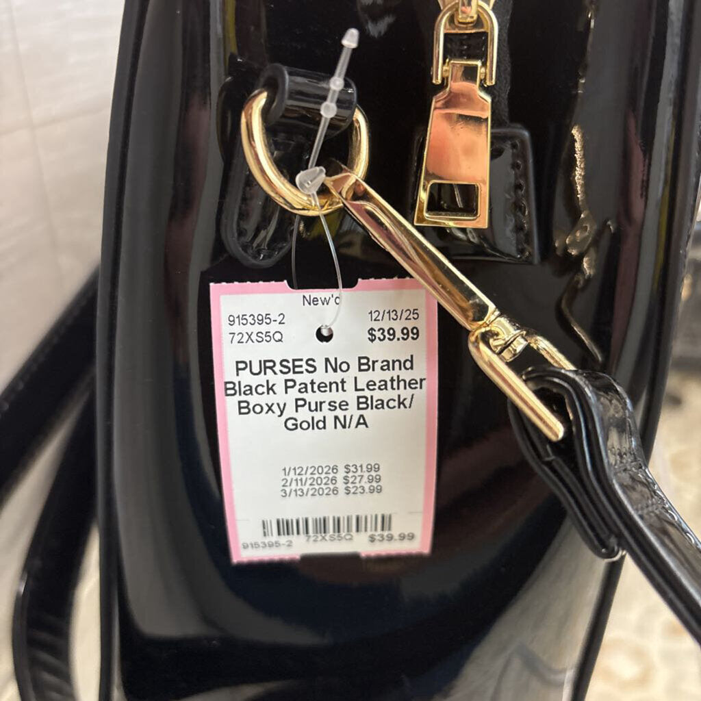 Black Patent Leather Boxy Purse
