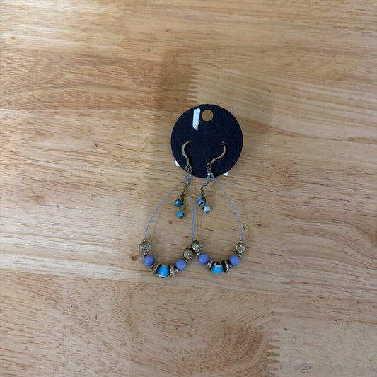 Blue/ Silver Beaded Drop Earrings