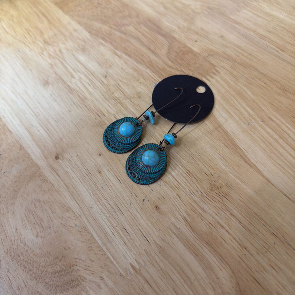 Bronze/ Turquoise Statement Drop Earrings