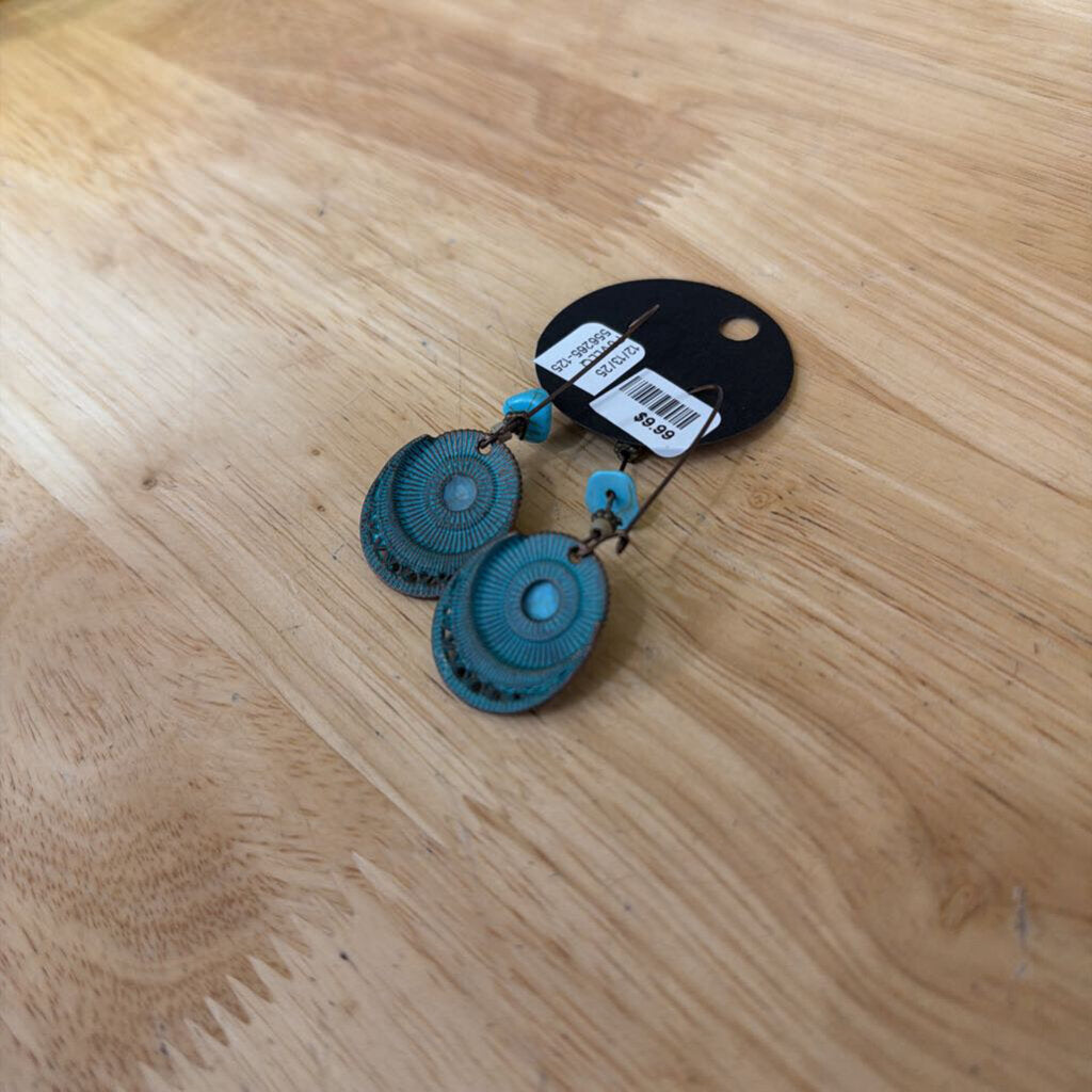 Bronze/ Turquoise Statement Drop Earrings