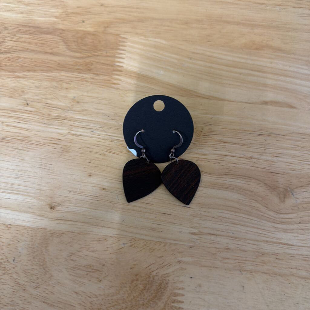 Brown Wood Drop Earrings