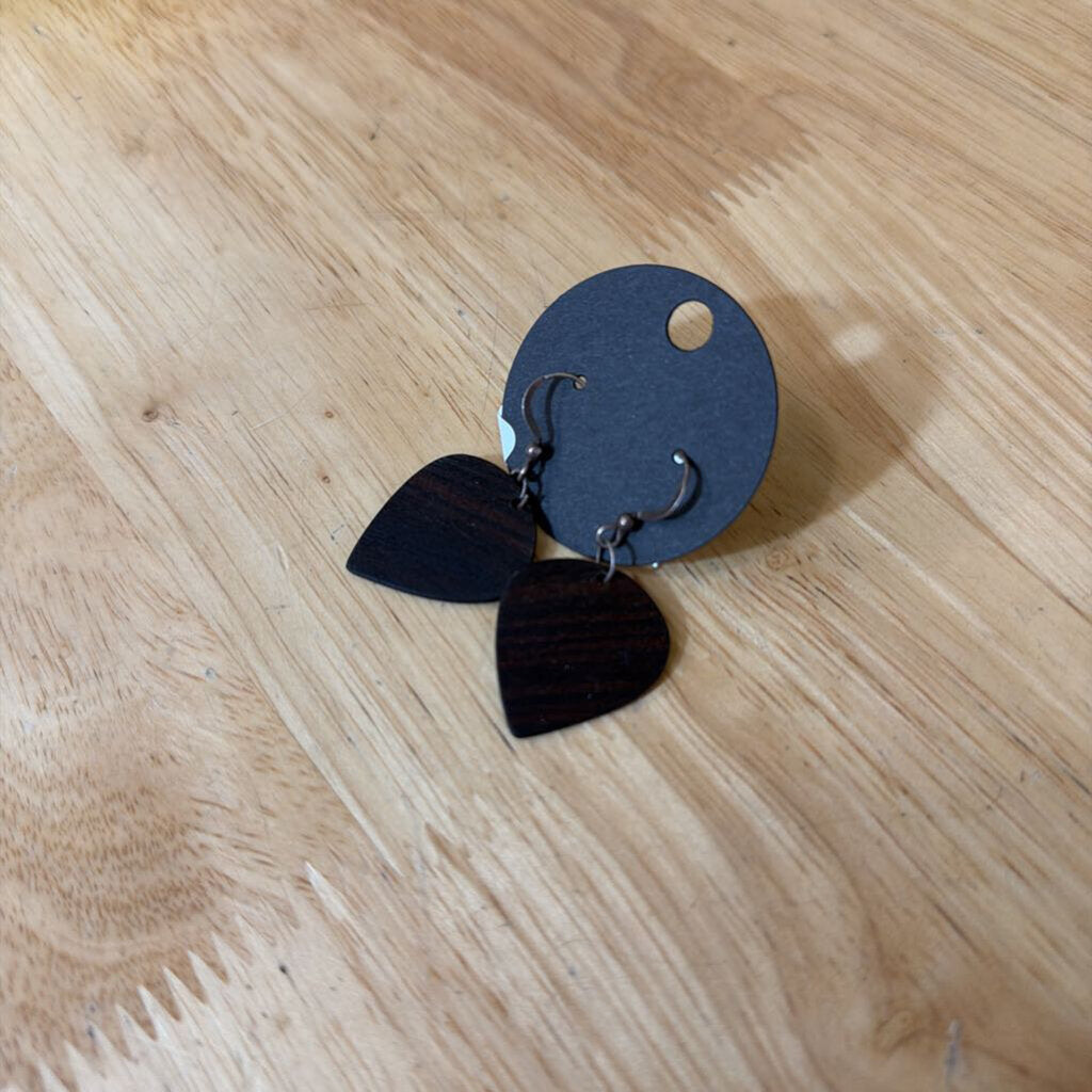 Brown Wood Drop Earrings