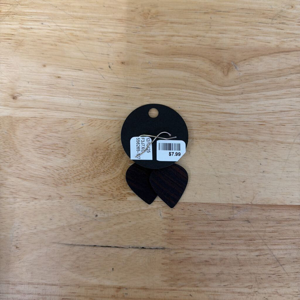 Brown Wood Drop Earrings