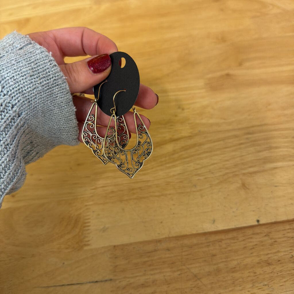 Gold Swirl Drop Earrings