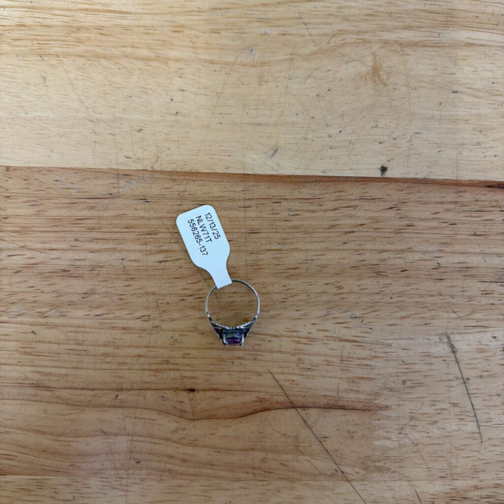 Sterling Silver Amethyst Stone Ring 4.5