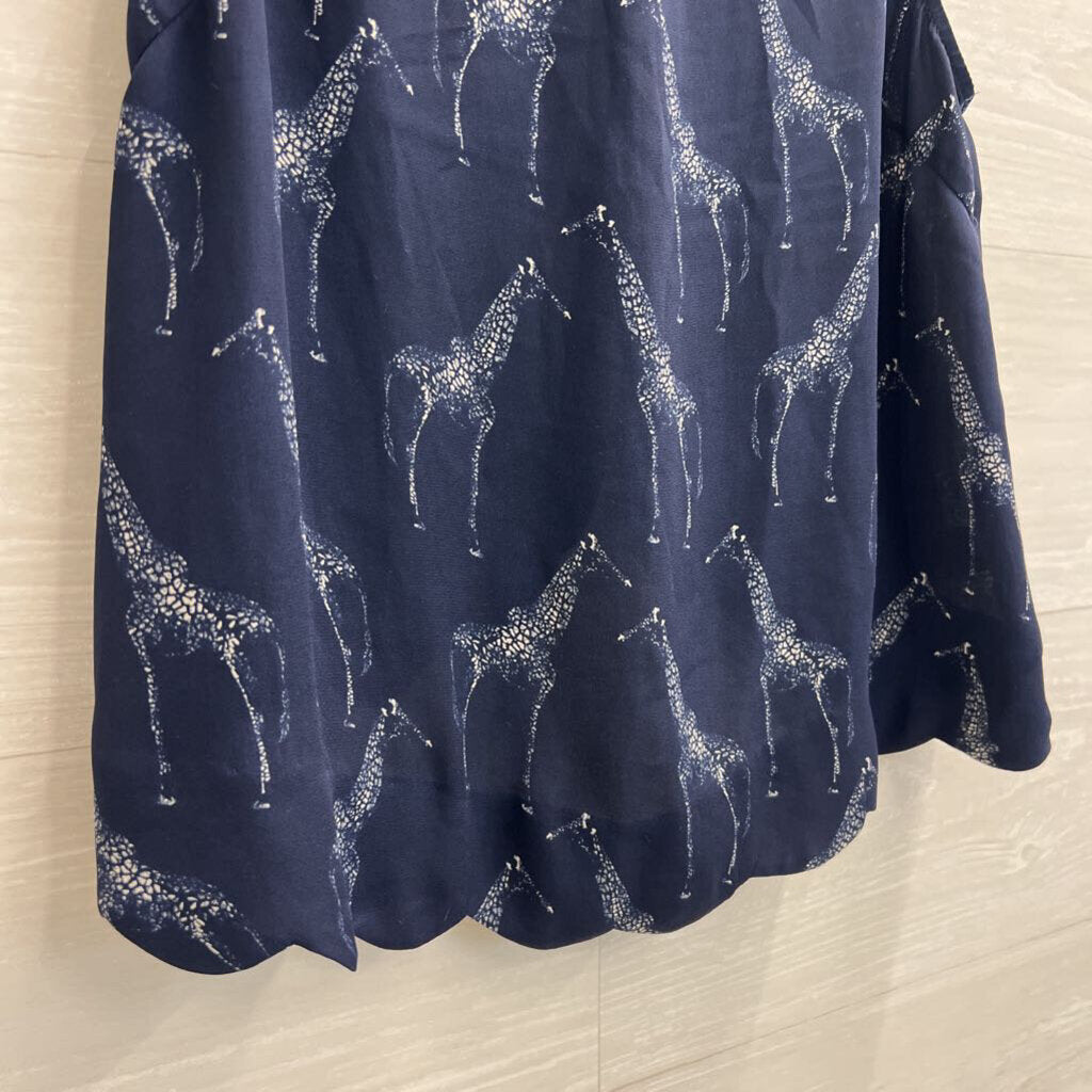 Double Zero Navy Giraffe Button Down Back Tank Small