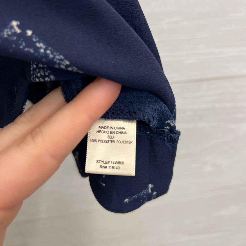 Double Zero Navy Giraffe Button Down Back Tank Small